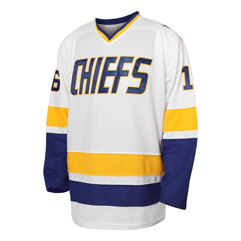 MESOSPERO Hanson Brothers Jersey, Charlestown Chiefs 16,17,18 Slap Shot Ice Hockey Movie Jersey (16 White, X-Large) - Image 2